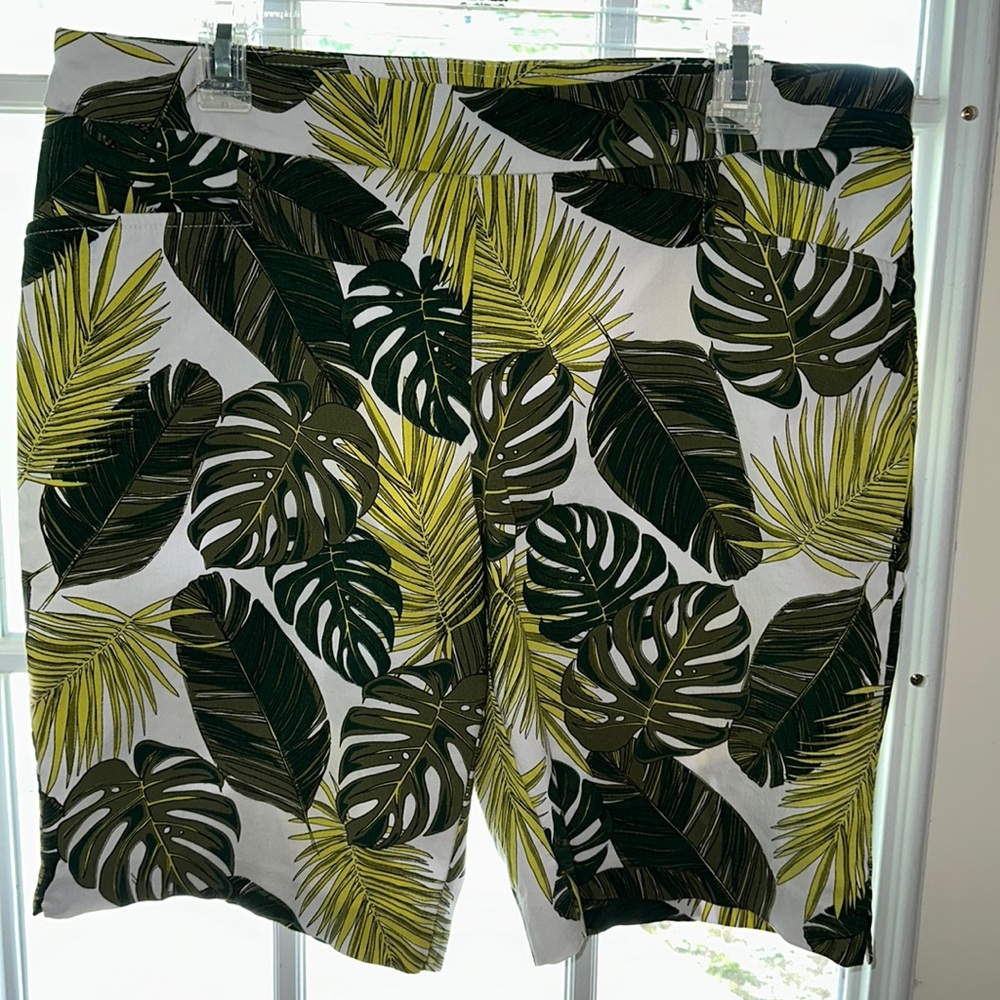 Green floral shorts
